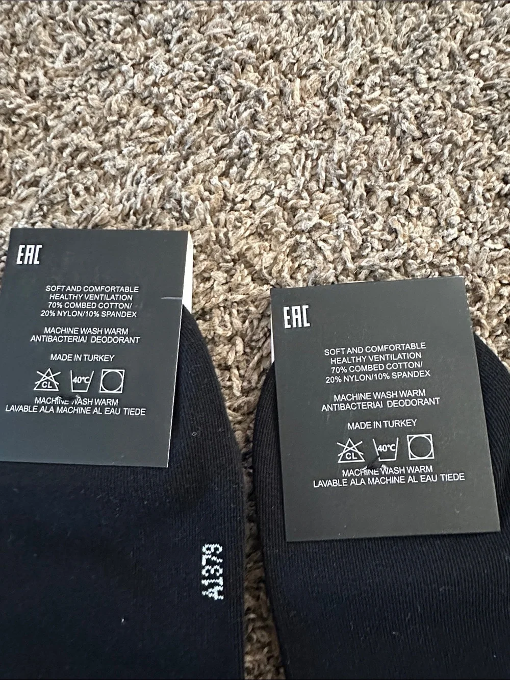 ALO Yoga Black Ankle Athletic Socks with White Stripe - 2 pair